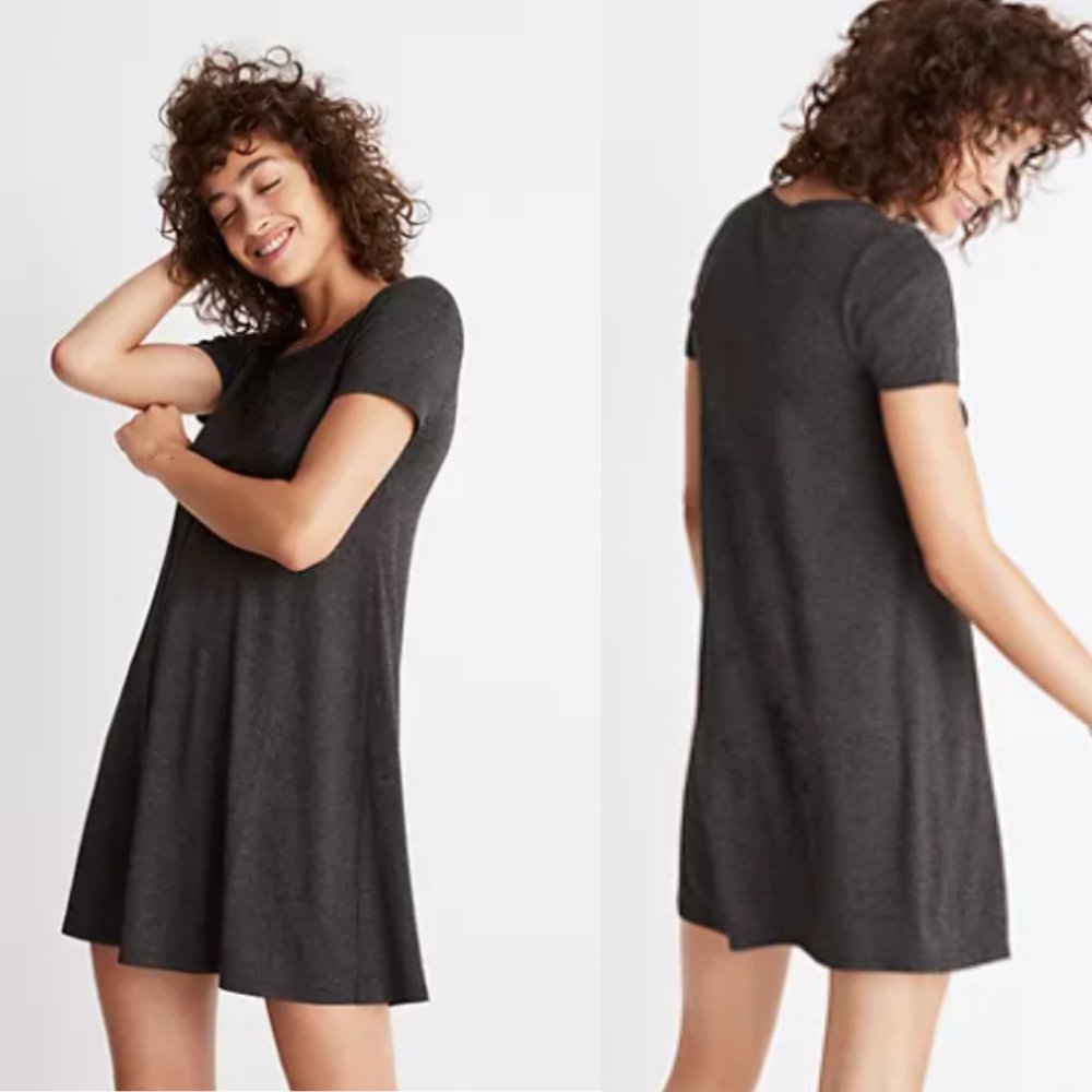 Madewell Swingy Tee Dress Heather Charcoal Sz XS